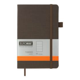Книга записная Buromax TWEED 12.5х19.5 см, 96 листов, линия, серый