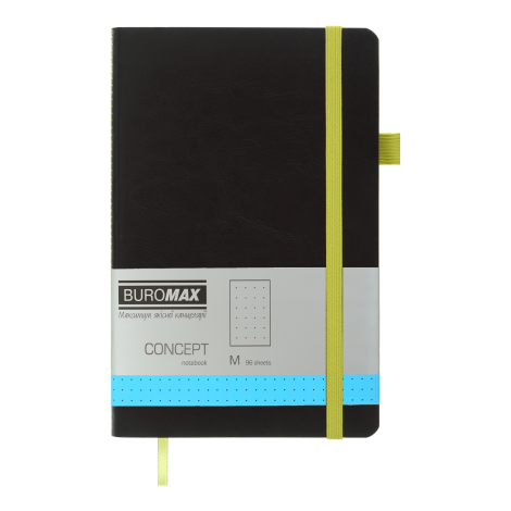 Книга записная Buromax CONCEPT 12.5х19.5 см, 96 листов, точка, желтый - №1