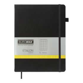 Книга записна Buromax ETALON 19х25 см, 96 аркушів, клітинка, чорний