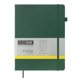 Книга записная Buromax ETALON 19х25 см, 96 листов, клетка, зеленый