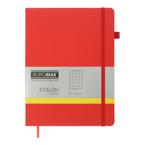 Книга записная Buromax ETALON 19х25 см, 96 листов, клетка, красный - №1