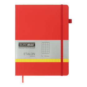 Книга записна Buromax ETALON 19х25 см, 96 аркушів, клітинка, червоний