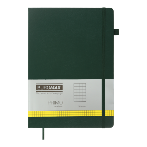 Книга записная Buromax PRIMO 19х25 см, 96 листов, клетка, зеленый - №1