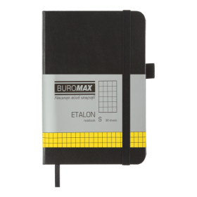 Книга записная Buromax ETALON 9.5х14 см, 96 листов, клетка, черный