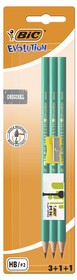 Набір олівців графітних BIC Ecolution, НВ, 3 шт + точилка + гумка