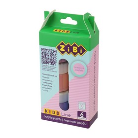 Фарби акрилові ZiBi KIDS Line PASTEL, 6 кольорів, 10 мл