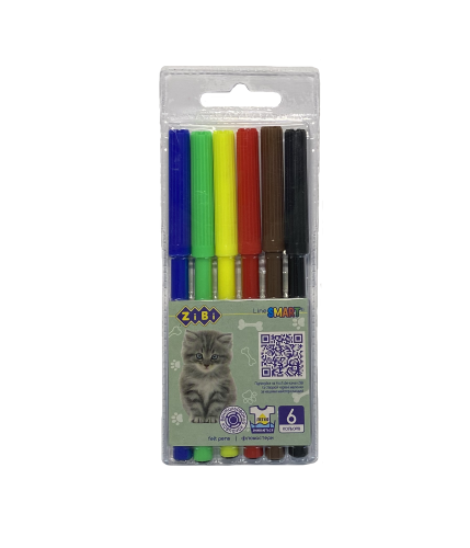 Фломастеры ZiBi SMART Line СОБАКИ И КОТЫ, 6 цветов - №1