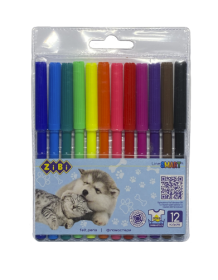 Фломастери ZiBi SMART Line СОБАКИ ТА КОТИ, 12 кольорів