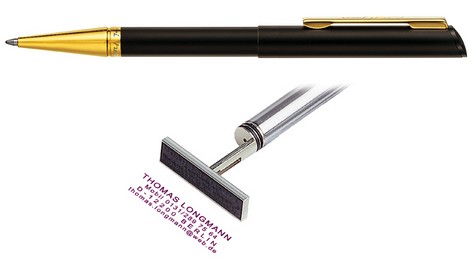 Ручка,  черный корпус с позолоченным наконечником (флеш) - №1