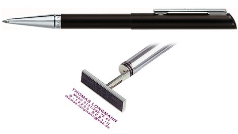Ручка, черный корпус с серебристым наконечником (флеш) - №1