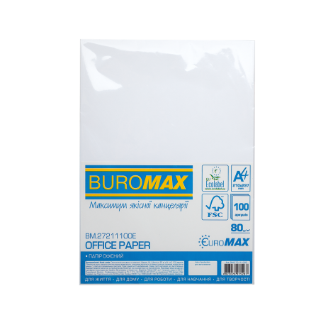 Офисная бумага Buromax EUROMAX А4, 80 г/м2, 100 листов - №1