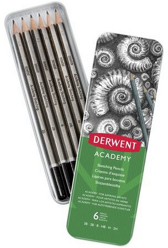 Набор карандашей графитных Derwent Academy Sketching, 3B-2H, 6 шт - №1