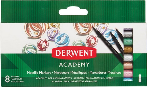 Набор маркеров металлизированных Derwent Academy Metallic Markers, 8 шт, ассорти - №1