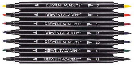 Набор маркеров с двумя наконечниками Derwent Academy Twin-Tip Markers - Brush, 8 шт, ассорти - №2