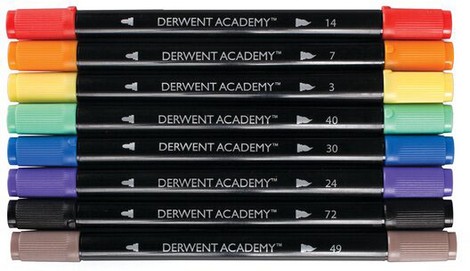Набор маркеров с двумя наконечниками Derwent Academy Twin-Tip Markers - Brush, 8 шт, ассорти - №3