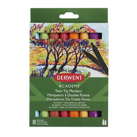 Набор маркеров с двумя наконечниками Derwent Academ Twin-Tip Markers - Chisel, 8 шт, ассорти - №2