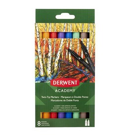 Набір маркерів із двома наконечниками Derwent Academ Twin-Tip Markers - Chisel, 8 шт, асорті