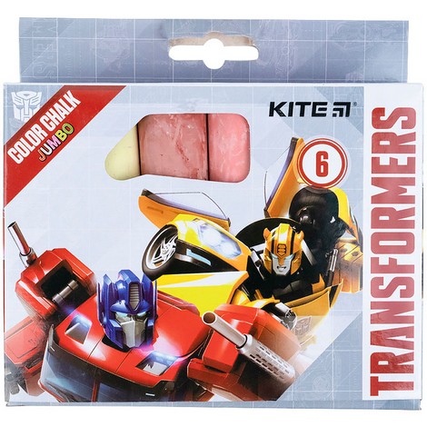 Мел цветной KITE Jumbo Transformers, 6 шт - №1