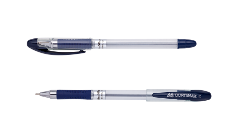 Ручка масляная MaxOFFICE, 0,7мм, резин. грипп, пласт. корпус, синие чернила - №1