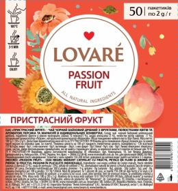 Чай чорний LOVARE Пристрасний фрукт 50 пакетиків по 2 г