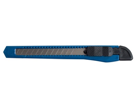 Нож канцелярский, JOBMAX, 9 мм, пластиковый корпус, синий - №1