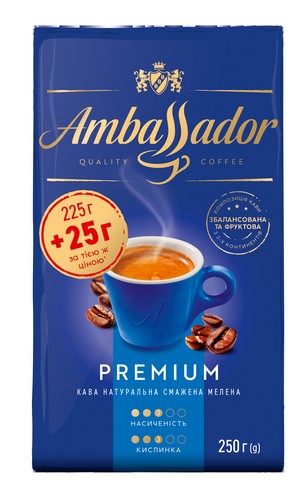 Кофе молотый, AMBASSADOR PREMIUM, вак.уп. 250г Выгодное предложение *12 - №1