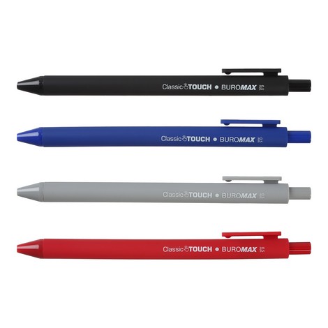 Ручка масляная, 0,5 мм, Rubber Touch, ассорти корпусов, синие чернила - №1
