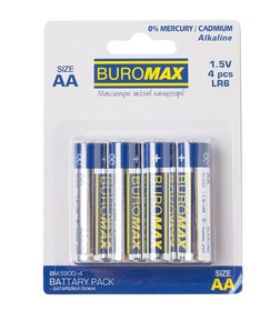 Батарейка Buromax LR6 (AA), 4 шт