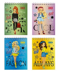 Блокнот на пружине сверху ZiBi KIDS Line MONSTERS А6, 40 листов, клетка, ассорти