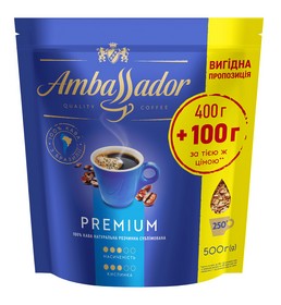 Кава розчинна 500г*14, пакет, "Premium", AMBASSADOR