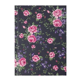 Книга записная Buromax FLORA А6, 64 листа, клетка, синяя