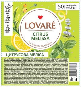 Чай бленд трав'яного та зеленого 1.5г*50, пакет, "Цитрусовая Меліса", LOVARE
