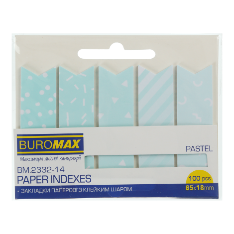акладки бумажные PASTEL, с клейким слоем, 65x18 мм, 100 л., голубые - №1