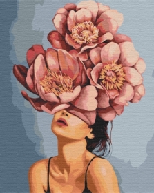 Картина по номерам "Девушка в цветущем пионе", 40*50