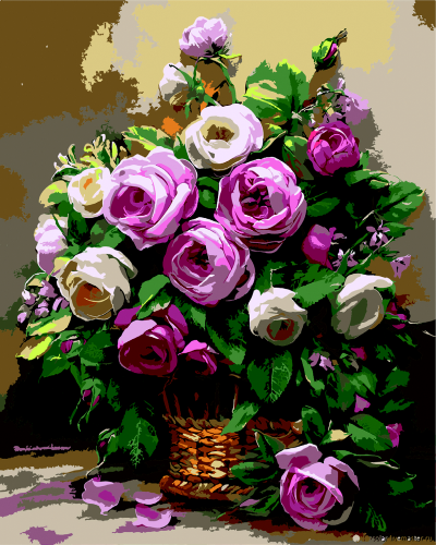 Картина по номерам "Корзина с розами", 40*50 - №1