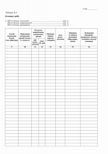 Журнал выполнения бетонных работ, Приложение Б, 24 л. - №6