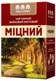 Чай чорний 80г, лист, "МІЦНИЙ", ТРИ СЛОНА