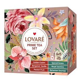 Чай асорті «PRIME TEA SET» 90 пакетиків в індивідуальних конвертах, LOVARE