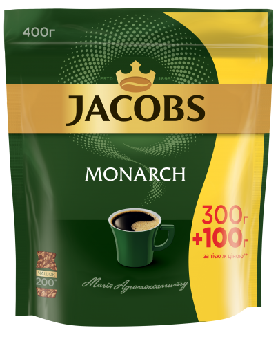 Кофе растворимый 400г, пакет, JACOBS MONARCH - №1