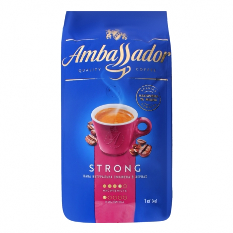 Кофе в зернах 1000г*6, пакет, "Strong", AMBASSADOR (PL) - №1