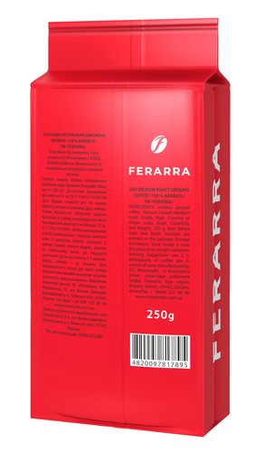 Кофе молотый 250г, вак.уп., CAFFE 100% ARABIKA, FERARRA - №2