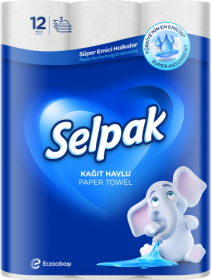 Рушники целюлозні, по 12 рул., на гільзі, 3-х сл., білий SELPAK