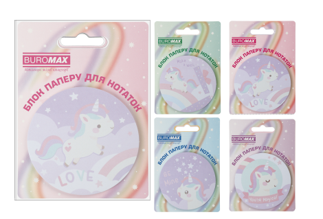 Блок для заметок MAGIC UNICORN, с кл.слоем, диам. 70 мм, 30 л - №2