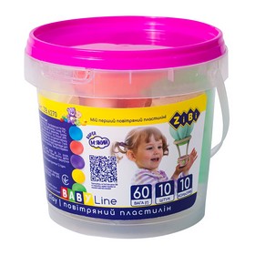 Повітряний пластилін 10 шт, 10 кол., + 3 форм., 1 стек, BABY Line
