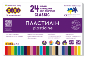 Пластилін ZiBi CLASSIC KIDS Line 24 кольорів, 480 г