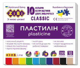 Пластилін ZiBi CLASSIC KIDS Line 10 кольорів, 200 г