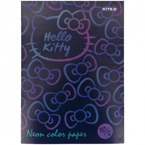 Бумага цветная двусторонняя КІТЕ Hello Kitty А4, 10 листов, 5 цветов - №1