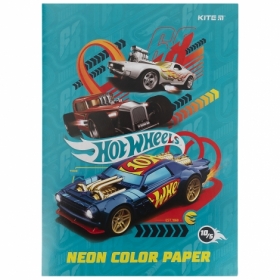 Папір кольоровий двосторонній КІТЕ Hot Wheels А4, 10 аркушів, 5 кольорів
