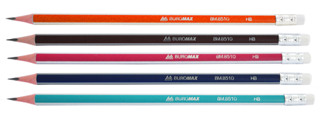 Набор карандашей графитных трехгранных с резинкой Buromax SILVER, НВ, 100 шт - №2