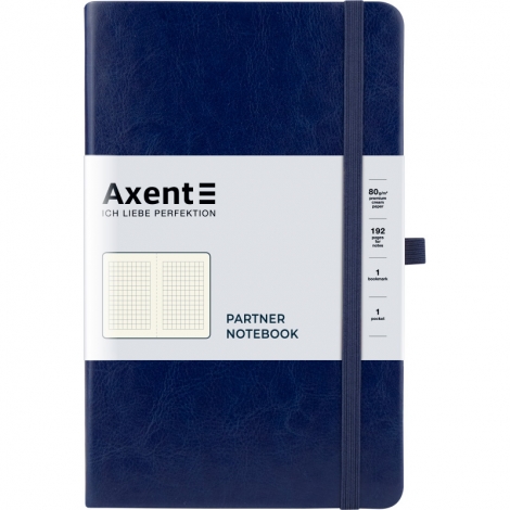 Книга записная Axent Partner Lux, 12.5х19.5 см, 96 листов, клетка, синяя - №1